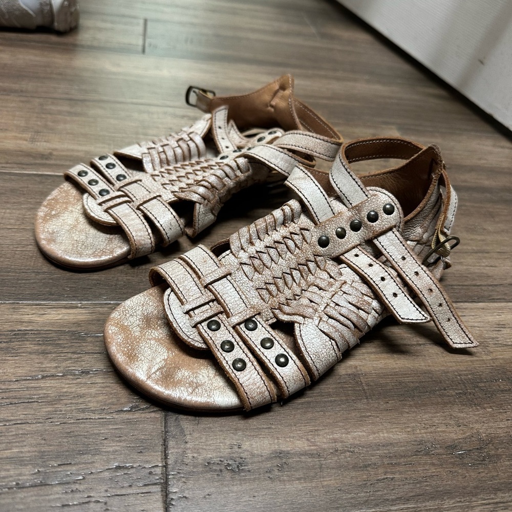 Bed Stu Tan Sandals with Adjustable Straps